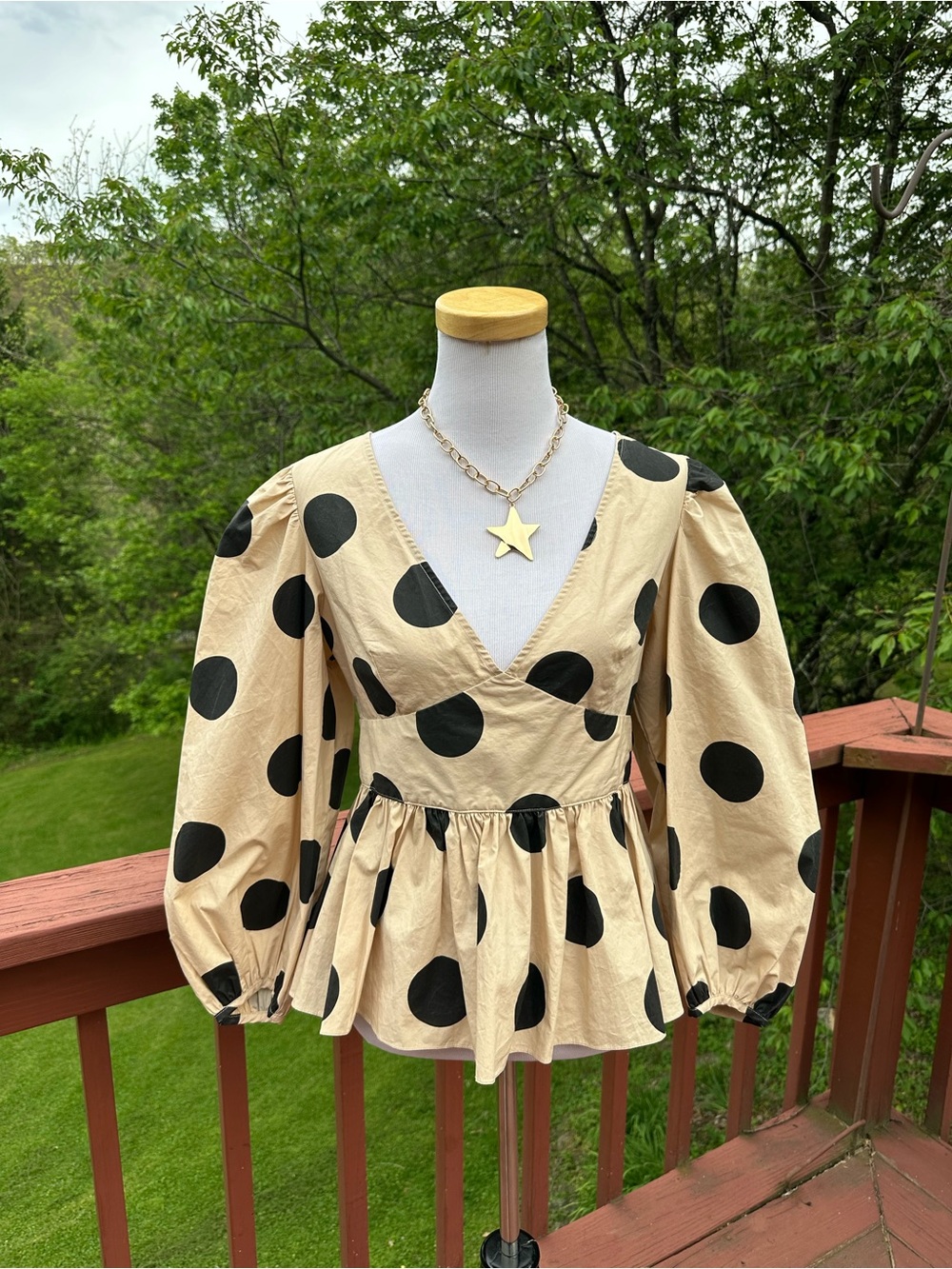 NWT! English Factory Free People Polka Dot Balloon Sleeve Top